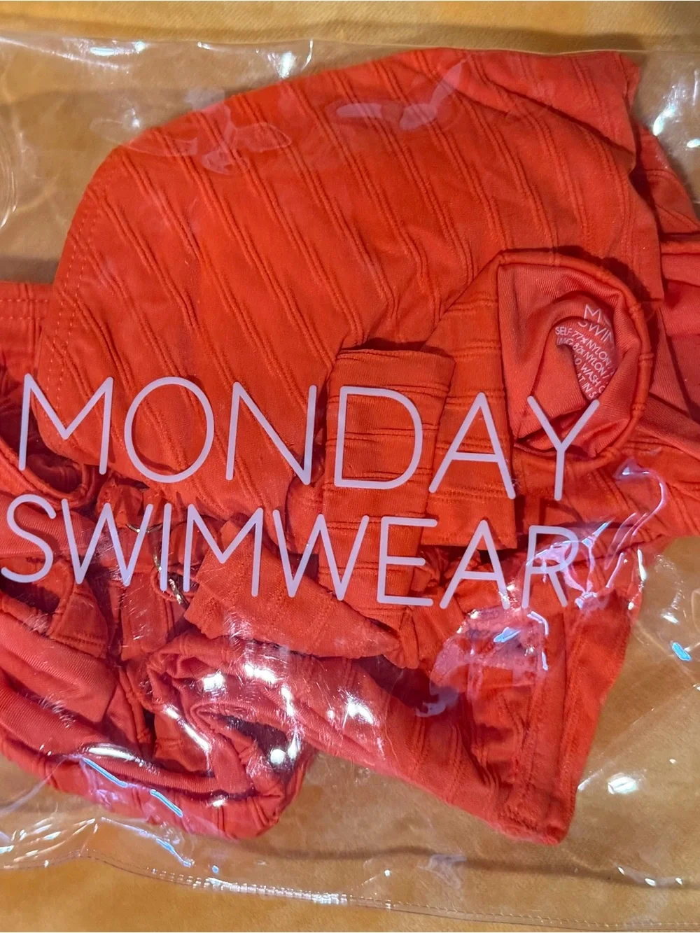 Monday Swimwear Orange Ribbed Underwire Bikini Bottom